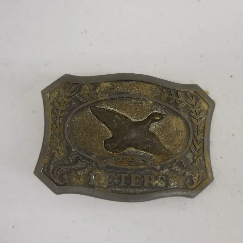 Peters Cartridge‎ Duck Hunt Hunting Hunter Ammo Ammunition Gift Vtg Belt Buckle
